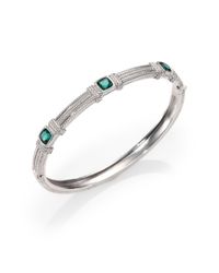Judith Ripka | Metallic La Petite Green Quartz & Sterling Silver Three-stone Bangle Bracelet | Lyst