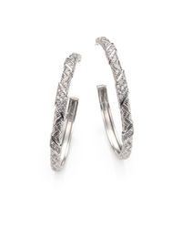 Judith Ripka | Metallic Mercer White Sapphire & Sterling Silver Hoop Earrings/1.6 | Lyst