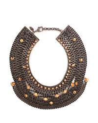 Iosselliani | Metallic Stones And Chain Bib Necklace | Lyst