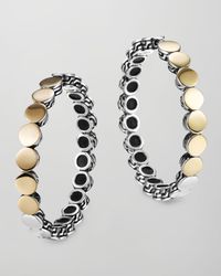 John Hardy | Metallic Dot Silver Goldplate Medium Hoop Earrings | Lyst