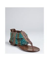 Ash | Molly - Brown Leather Beaded Thong Sandal | Lyst