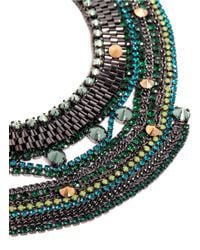 Iosselliani | Green Stones And Chain Bib Necklace | Lyst