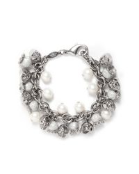 Alexander McQueen | Metallic Pearl Skull Bracelet | Lyst