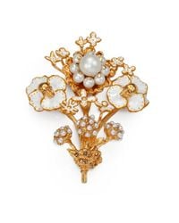 Alexander McQueen | Metallic Skull Beaded Flower Brooch | Lyst
