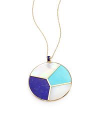 Ippolita | Blue Motherofpearl Turquoise Lapis 18k Gold Disc Pendant Necklace | Lyst
