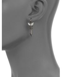 Jade Jagger | Black/White Diamond & Blackened Sterling Silver Small Arrow Drop Earrings | Lyst