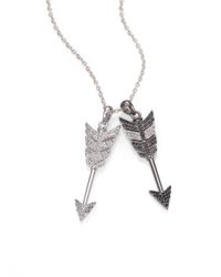Jade Jagger | Metallic Black Diamond, White Diamond & Blackened Sterling Silver Arrow Double Pendant Necklace | Lyst