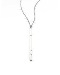 Jennifer Zeuner | Metallic Diamond Bar Pendant Necklace/sterling Silver | Lyst