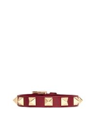 Valentino | Red Rockstud Leather Skinny Bracelet (burgundy) | Lyst