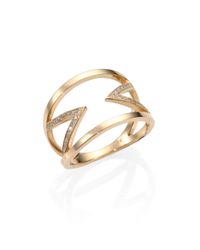 Zoe Chicco | Metallic Diamond & 14K Yellow Gold Double Open Chevron Ring | Lyst