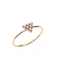 Zoe Chicco | Metallic Diamond & 14K Yellow Gold Triangle Ring | Lyst