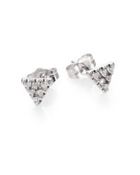 Zoe Chicco | Diamond & 14k White Gold Triangle Stud Earrings | Lyst