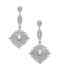 Adriana Orsini | Metallic Pavé Crystal Openwork Pendant Drop Earrings | Lyst