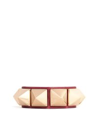 Valentino | Red 'rockstud' Macro Leather Bracelet | Lyst