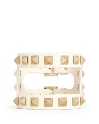 Valentino | Metallic Rockstud Cutout Leather Bracelet | Lyst
