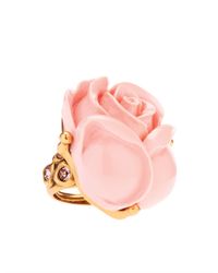 Oscar de la Renta | Pink Resin Rose Ring | Lyst