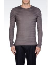 Emporio Armani | Gray Crew Neck Sweater in Viscose and Silk for Men | Lyst