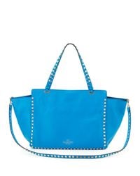 Valentino Rockstud Medium Tote Bag Blue in Blue | Lyst