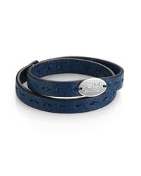 Fendi | Blue Selleria Leather Bracelet for Men | Lyst