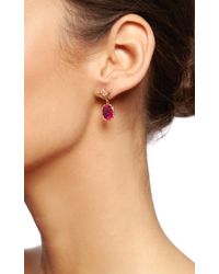 Dean Harris | Purple Handmade Red Tourmaline Oval Drop Earring with 18k Yellow Vine and White Diamond Vine Ear Wires | Lyst