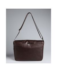 Lyst - Longchamp Dark Brown Leather Logo Embossed Crossbody Messenger Bag in Brown for Men