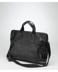 Bottega Veneta Black Nero Light Calf Intrecciato Briefcase for men