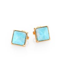 Elizabeth and James | Blue Amazonite Square Stud Earrings | Lyst