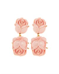 Oscar de la Renta | Pink Large Resin Rose Earring | Lyst