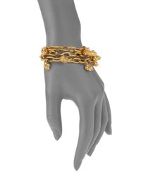 Alexander McQueen | Metallic Skull Charm Multi-row Chain Bracelet/goldtone | Lyst