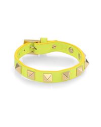 Valentino | Yellow Rockstud Small Leather Bracelet | Lyst