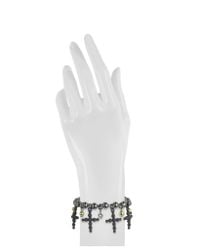Jean Paul Gaultier - Black Beaded Cross Bracelet - Lyst