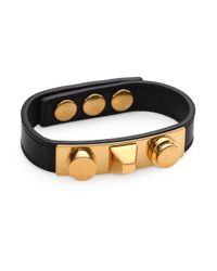Saint Laurent | Black Classic 3 Clous Studded Leather Bracelet/goldtone | Lyst