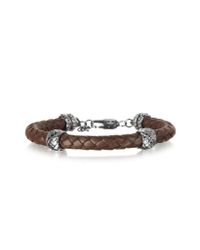 Just Cavalli | Brown Rude Stainless Steel And Leather Mens Bracelet for Men | Lyst