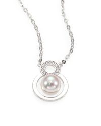 Majorica | Metallic 10mm White Pearl & Sterling Silver Pendant Necklace | Lyst