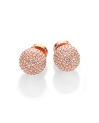 Michael Kors | Pink Pave Ball Stud Earringsrose Goldtone | Lyst
