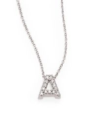 Roberto Coin | Metallic Diamond 18k White Gold A Initial Necklace | Lyst