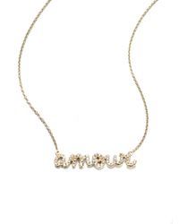 Sydney Evan | Metallic Diamond & 14k Yellow Gold Amour Necklace | Lyst