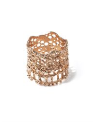 Aurelie Bidermann | Metallic Rose Gold-Plated Lace Ring | Lyst