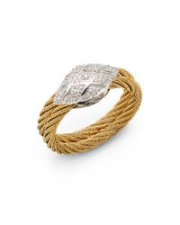 Charriol | Metallic Pave Diamond18k White Gold Stainless Steel Cable Ring | Lyst
