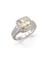 Judith Ripka | Metallic Canary Crystal White Sapphire Sterling Silver Textured Ring | Lyst