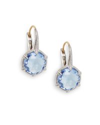 Judith Ripka | Blue Faceted Stone Sterling Silver Earrings | Lyst