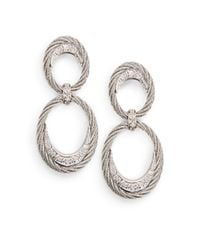 Charriol | Metallic Diamond 18k White Gold Stainless Steel Cable Drop Earrings | Lyst