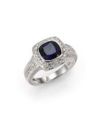 Judith Ripka | Metallic Corundum White Sapphire Sterling Silver Textured Ring | Lyst