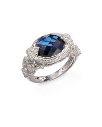 Judith Ripka | Metallic White Sapphire Blue Stone Sterling Silver Ring | Lyst