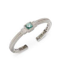 Judith Ripka | Green Quartz White Sapphire Sterling Silver Bangle Bracelet | Lyst