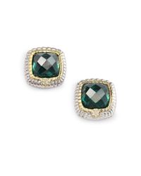 Judith Ripka | Green Quartz Diamond Sterling Silver Stud Earrings | Lyst