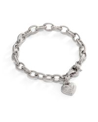 Judith Ripka | Metallic Sterling Silver Heart Charm Bracelet | Lyst