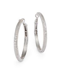 Judith Ripka | Metallic White Sapphire Sterling Silver Hoop Earrings | Lyst