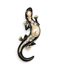 Kenneth Jay Lane | Multicolor Enamel Faux Pearl Lizard Pin | Lyst