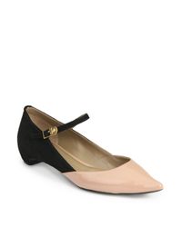 Marc Jacobs | Natural Patent Leather Suede Point Toe Mary Jane Flats | Lyst